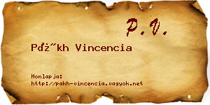 Pákh Vincencia névjegykártya